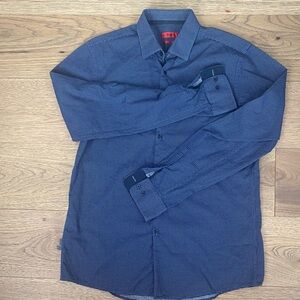 HUGO Navy Patterned Button Down Shirt by Hugo Boss